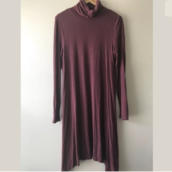 Mauve Anthropologie Jersey Turtleneck Long Sleeve Dress Medium - Picture 3 of 8